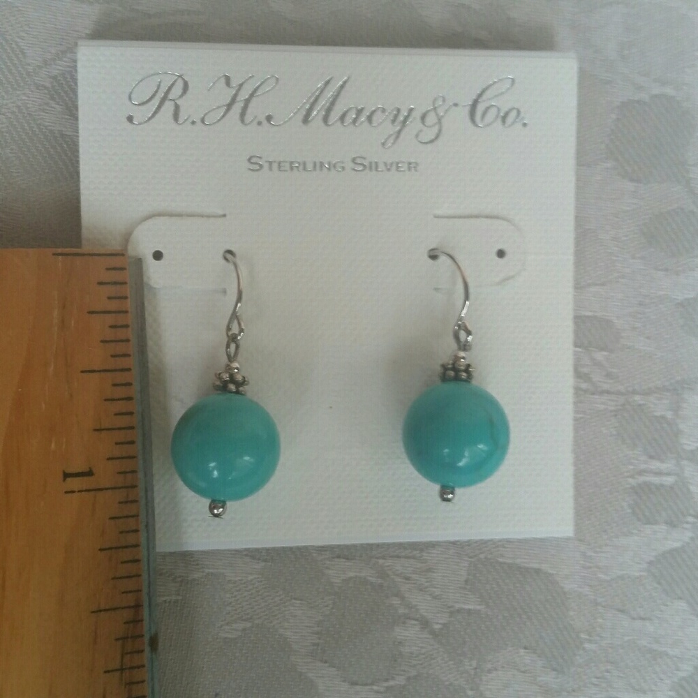 RH Macy Sterling silver & turquoise earrings, new.